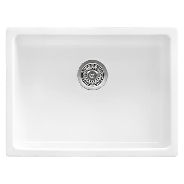 Ruvati 24" Fireclay Undermount / Drop-in Topmount Kitchen Sink Sgl Bowl, Wht RVL2420WH - main